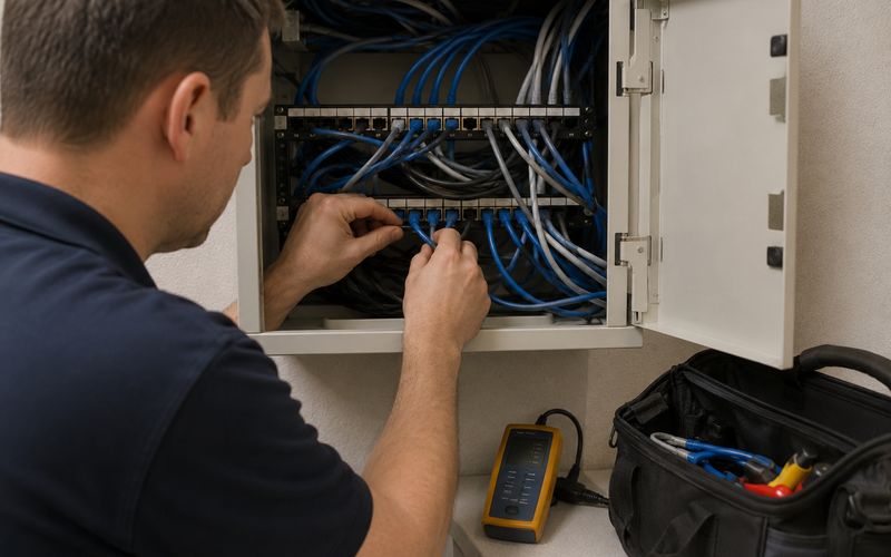 Strukturētas kabeļu sistēmas uzstādīšana serverkabinetā
